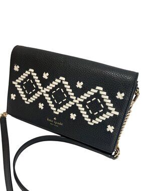 Kate Spade Flynn Street Valencia Black & White Leather Crossbody Purse